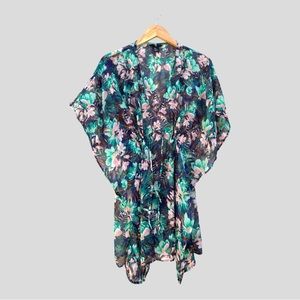 H&M Women Tropical Floral Caftan Swimsuit Summer Cover Up Size Small